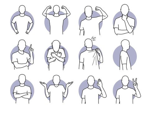 Basic human actions and body languages set Picture Of Body, Human Animation, Body Language Signs, Cartoon Body, Body Action, Youtube Banner Design, Language Art, Animation Tutorial, Animation Reference