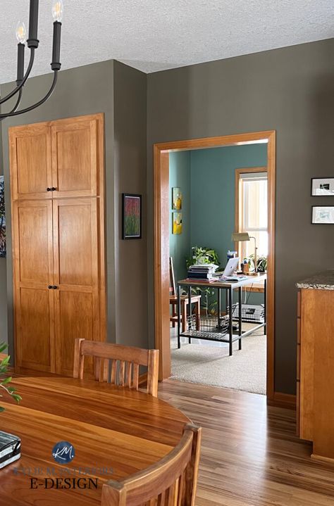 The 12 Best Paint COLORS to Update or Accent Oak or Wood (PART 5)! Paint Colors With Wood Paneling, Painted Wood Trim Ideas, Paint Colors To Match Wood Trim, Kitchen Paint Color With Oak Cabinets, Oak Trim Home Decor, Paint Colors With Orange Wood Trim, Wood Trim Wall Color, Kitchen Paint Colors Wood Cabinets, Colors That Go Well With Honey Oak