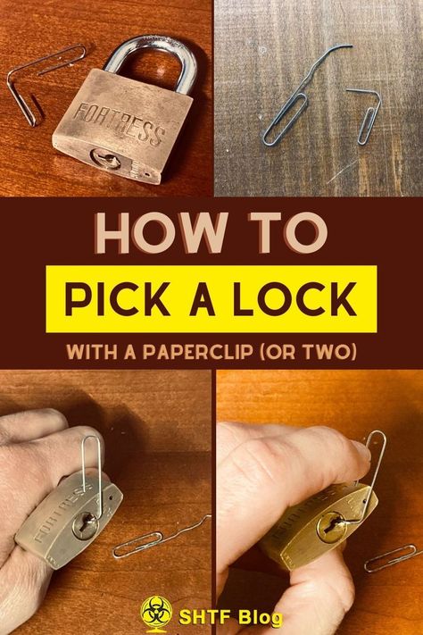 picking a lock with 2 paperclips Picking A Lock, How To Pick A Lock With A Paperclip, How To Pick A Lock With A Bobby Pin, How To Pick A Lock, How To Pick Locks, Random Advice, Smart Hacks, Locker Locks, Senior Pranks