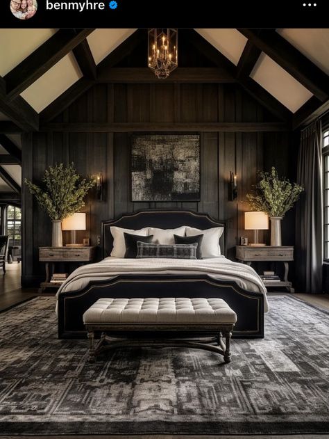 Moody Bedroom, Dark Bedroom, Brown Bedroom, Master Bedrooms, Decoration Inspiration, Rustic Bedroom, Master Bedrooms Decor, Beautiful Bedrooms, Ideas Home