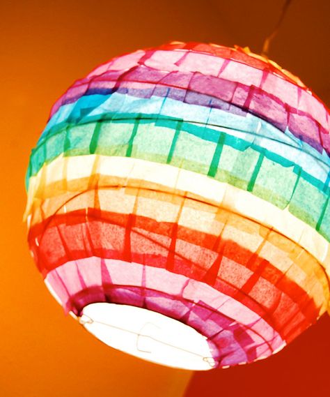 Tissue Paper Lanterns, Luminaria Diy, Lantern Crafts, Paper Lanterns Diy, Paper Lantern Lights, Lantern Craft, Diy Rainbow, Rainbow Paper, Summer Crafts For Kids