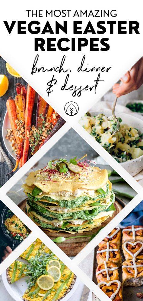 Vegan Easter Dinner Ideas, Vegan Gluten Free Easter Recipes, Wfpb Easter Recipes, Vegan Easter Dinner Recipes, Vegan Easter Breakfast, Gluten Free Vegan Brunch Recipes, Brunch Recipes Vegan, Vegetarian Easter Dinner Main Course, Vegan Ostara Recipes