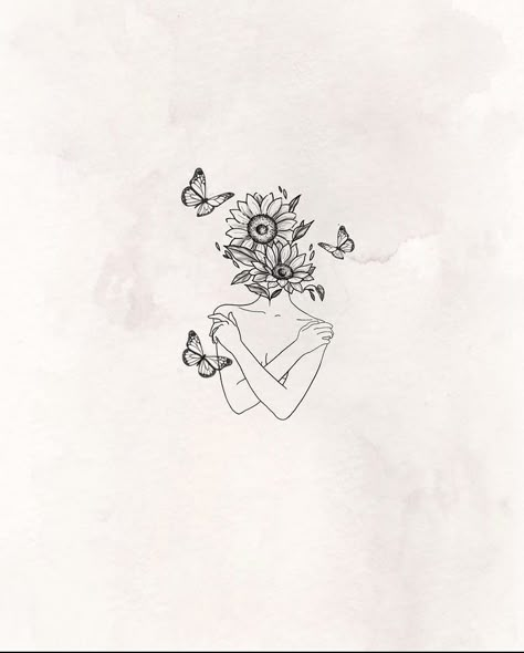 Small Body Positive Tattoos, Self Love Half Sleeve Tattoo, Self Love Sunflower Tattoo, Still Growing Wallpaper, Tattoo Ideas Female Growth, Self Love Outline, Self Love Line Tattoo, Lotus Head Tattoo, Women Hugging Herself Tattoo