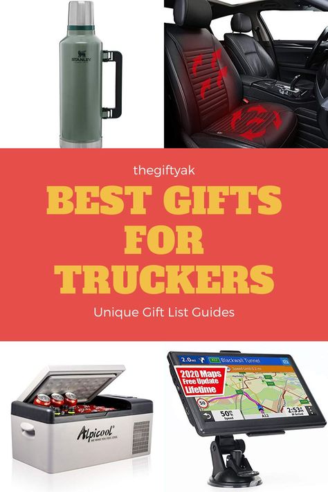 Best Trucker Drivers Gifts and Trucker Gifts DIY. The most comprehensive list of 29 best trucker gift ideas that will spoil your dad or husband rotten! Make him feel like he's at home while he's driving on the road. He'll believe he was with you. Check out the list: https://thegiftyak.com/gift-ideas/29-comfortable-gift-ideas-for-trucker-drivers-road-warriors/ Gifts For Truckers Truck Drivers, Gifts For A Truck Driver, Gifts For Truck Drivers Men, Truck Driver Gifts Ideas, Truck Driver Gifts Basket, Trucker Appreciation Week Ideas, Truck Driver Appreciation Week Ideas, Truck Driver Organization Ideas, Gifts For Truck Guys