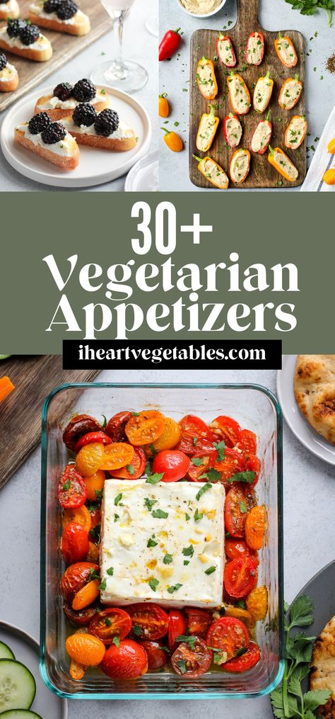 Looking for the perfect vegetarian appetizer recipes? This list has you covered! From small plates to dips, there's something for everyone. Appetizer Vegan Recipes, Vegetarian Fall Appetizers For Party, Vegetarian Protein Appetizers, Heavy Vegetarian Appetizers, Veggies Appetizers Party, Easy Vegetarian Snacks For A Party, Vegetarian Friendly Appetizers, Appetizer With Vegetables, Vegetarian Orderves