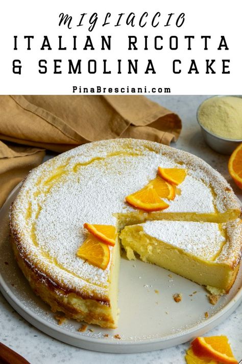 Italian Ricotta and Semolina Cake Italian Food Desserts, Lemon Cake Recipe Easy, Homemade Lemon Cake Recipe, Ricotta Dessert, Homemade Lemon Cake, Limoncello Cake, Gluten Free Lemon Cake, Ricotta Cake Recipes, Snacking Cake