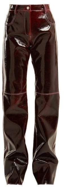 Msgm - Relaxed Crinkle Effect Vinyl Trousers - Womens - Burgundy Vinyl Trousers, Vetements Shoes, Denim On Denim, Mode Vintage, Stage Outfits, Looks Style, Mode Inspiration, Dream Clothes, Fashion Killa