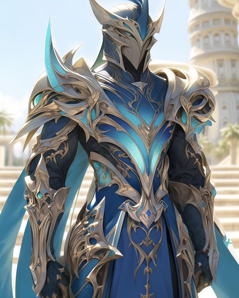 Blue Armor Fantasy, Hades Armor, Crystal Armor, Blue Armor, Ice Armor, Angel Warrior, Dungeons And Dragons Characters, Fantasy Armor, Armors