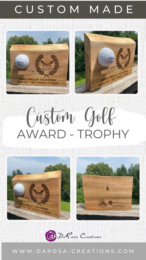 Customized Golf Award / Trophy Made with Live Edge Maple and real golf ball Golf Trophy, Golf Trophies, Award Trophy, Personalized Golf, Awards Trophy, Custom Golf, Golf Lover, Gifts For Golfers, Pet Signs