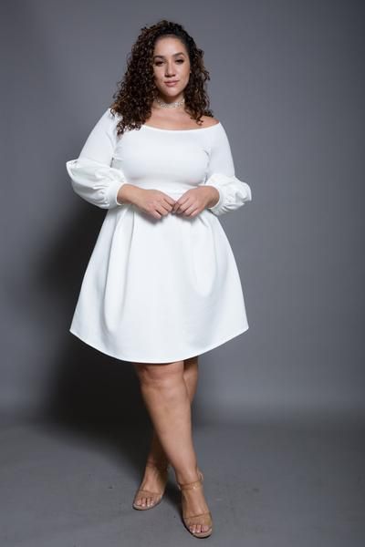 White Dress Plus Size Classy, Dress Outfit Fall, Plus Size Skater Dress, Women Gown, Gown Designs, Plus Size Long Dresses, Long Sleeve Skater Dress, Full Figure Fashion, Big Girl Fashion