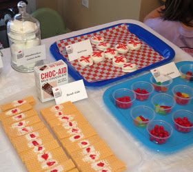 Learning In Grace: Medical Themed Birthday Party- Lou 11 yrs Old Nursing Party Ideas, Sugar Wafers, Medical Themed Parties, Nurse Grad Parties, Nursing Party, Medical Party, Doctor Party, Doctor Birthday, Theme Snack