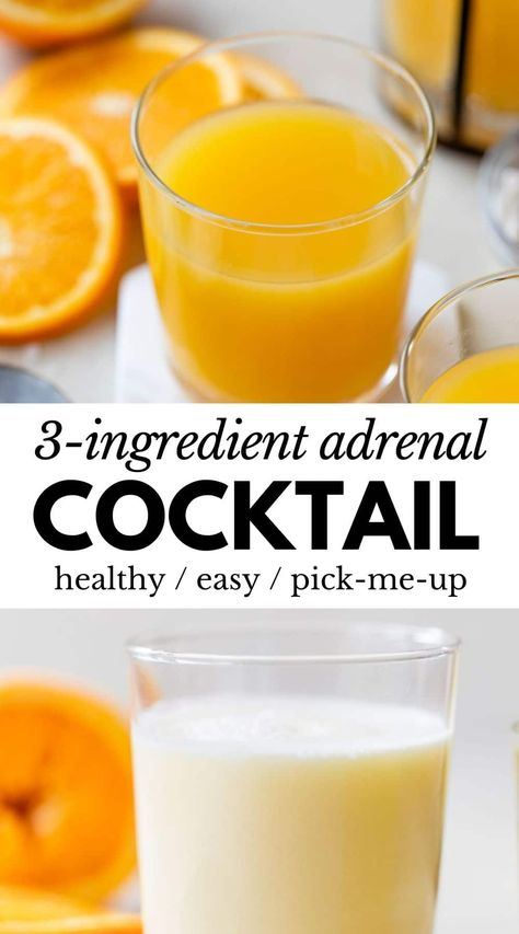 This quick and healthy Adrenal Cocktail recipe is the perfect afternoon pick-me-up! Made with three simple ingredients, it's a great alternative to a second cup of coffee. Adrenal Cocktail Benefits, Prometabolic Eating, Adrenal Cocktail Recipe, Pro Metabolic, Adrenal Cocktail, Adrenal Support, Eating Better, Collagen Benefits, Healthy Teas