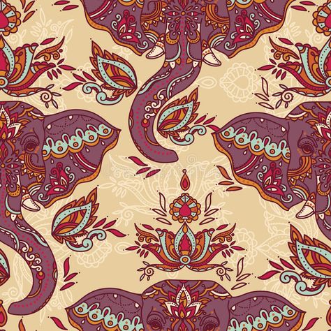 Seamless pattern with indian elephants and beautiful paisley ornament stock illustration Paisley Elephant, Elephant Motif, Ornament Vector, Indian Elephant, Paisley Pattern, Epoxy Resin, Seamless Pattern, Seamless Patterns, Art Ideas