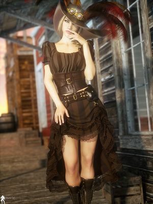 Steampunk Clothing, Steampunk Black, 3d Characters, Art Website, 3d Art, Long Skirt, Art Girl, A Woman, Fine Art