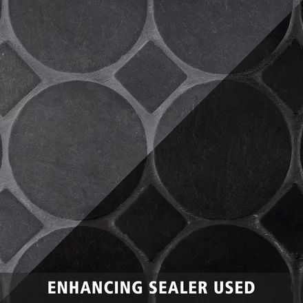 Maverick Slate Mosaic Slate Mosaic Tile, Dark Tile Powder Room, Masculine Powder Bath, Bathroom With Stone Floor, Bathroom With Slate Floor, Slate Wall Tiles Bathroom, Bathroom Dark Tile Floor, Best Bathroom Flooring Tile, Black Tile Entryway