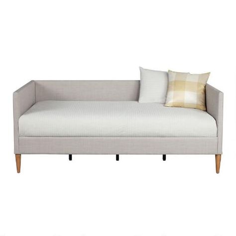 Clara Upholstered Daybed Frame | World Market Daybed Upholstered, Twin Size Mattress, Twin Daybed, Transitional Home, Wood Daybed, Upholstered Daybed, Twin Mattress Size, Day Bed, Bed Lights