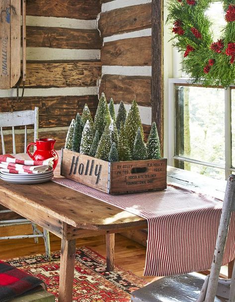 Bottlebrush Tree Decorating Ideas - Christmas Bottlebrush Trees Bottlebrush Trees, Tree Decorating Ideas, Bottle Brush Christmas Trees, Brush Trees, Christmas Centerpieces Diy, Tree Decorating, Bottle Brush Trees, Textured Sweater, Farmhouse Christmas Decor