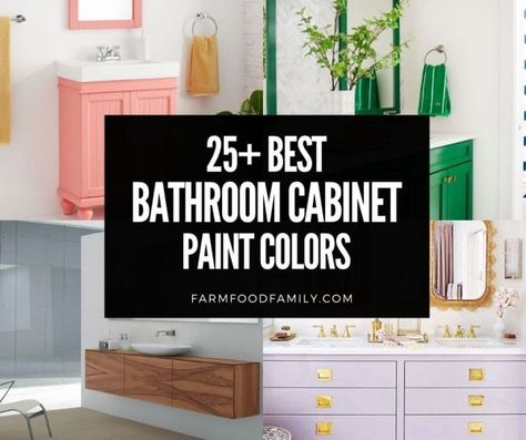 best-bathroom-cabinet-paint-colors Cabinet And Wall Color Combinations Bathroom, Diy Paint Bathroom Cabinets, Colors To Paint Bathroom Vanity, Bathroom Cabinet Paint Ideas, Cabinet Colors Bathroom, Best Bathroom Cabinet Paint Colors, Colored Bathroom Cabinets, Painted Cabinets Bathroom, Bathroom Cabinet Paint Colors