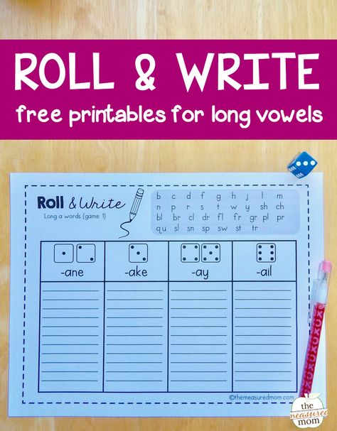 Make spelling practice fun with this collection of roll & write games for long vowel words! Long I Worksheets, Long Vowels Activities, Teaching Vowels, The Measured Mom, Measured Mom, Spelling For Kids, Long Vowel Words, Vowel Activities, Spelling And Handwriting