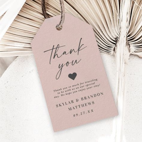 Simple Elegant Light Blush Pink Wedding Thank You Gift Tags Light Blush Pink, Blush Pink Wedding, Wedding Thank You Gifts, 2022 Wedding, Pink Wedding Invitations, Calligraphy Wedding, Blush Pink Weddings, Calligraphy Script, Minimal Wedding