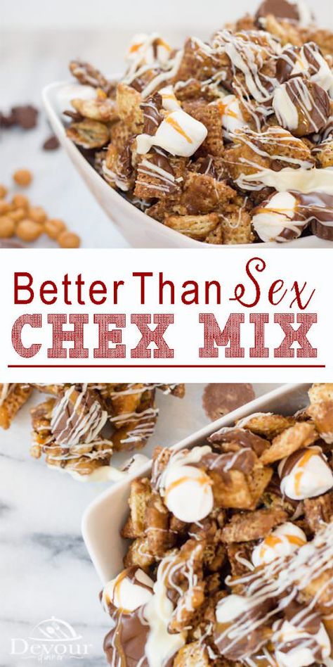 Chex Recipes, Chex Mix Recipe, Puppy Chow Recipes, Chex Mix Recipes, Cereal Treats, Dessert Aux Fruits, Snack Mix Recipes, Chocolate Peanut Butter Cups, Snack Treat