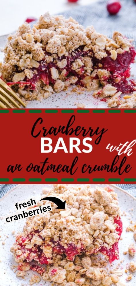 These FRESH Cranberry Bars with Oat Crumble Topping are a new favorite in my house! Easy to make, perfect for a dessert or a sweet addition to a holiday brunch! | krollskorner.com #krollskorner #ad #cranberries #yum #fruit #cookingwithcranberries #AllAmeriCRAN #CrosbyCranberry Oat Crumble Topping, Best Cranberry Sauce, Cranberry Bars, Fresh Cranberry, Crumb Bars, Oat Crumble, Easy Oatmeal, Fall Desserts Easy, Holiday Brunch