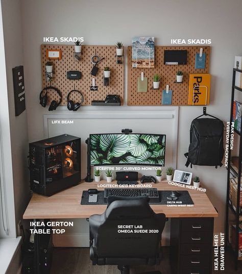 Minimal Desk, Minimalist Home Office, Desk Setups, Home Studio Setup, Bedroom Setup, Study Room Decor, Gaming Room Setup, Game Room Design, Home Office Setup