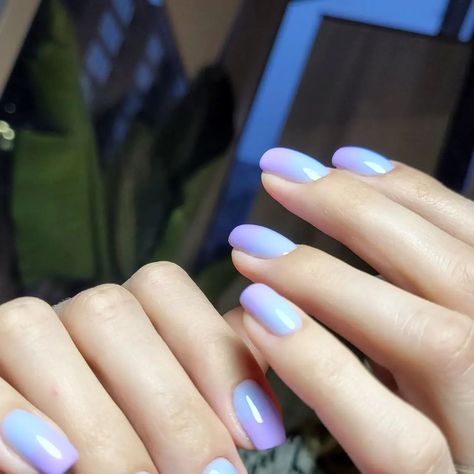 Blue Purple Gradient Nails, Blue And Purple Ombré Nails, Ombre Nails Purple And Blue, Baby Blue And Purple Nails, Purple Blue Ombre Nails, Lilac And Blue Nails, Blue And Purple Ombre Nails, Blue Purple Nails, Pink Blue Nails