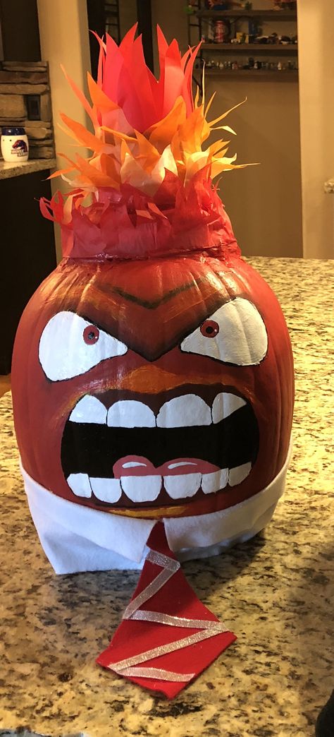 Disgust Pumpkin Inside Out, Pumpkin Decorating Movie Theme, Inside Out Pumpkin Ideas, Anger Inside Out Pumpkin, Winning Pumpkin Contest Ideas Hospital, Pumpkin Decorating Contest 2023, Pumpkin Decorating Competition, Mental Health Pumpkin Decorating, Anger Pumpkin