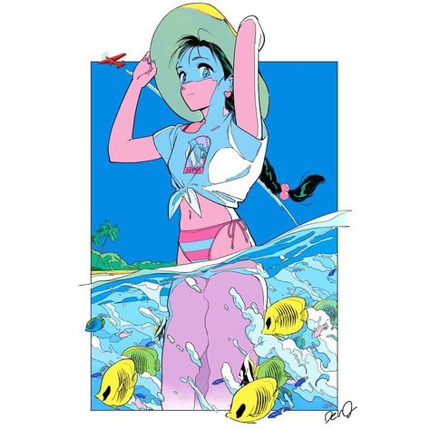 Penida Island, Black Lagoon Anime, Summer Drawings, Sea Illustration, Pop Illustration, Wave Illustration, Nusa Penida, Beach Illustration, Pop Art Illustration