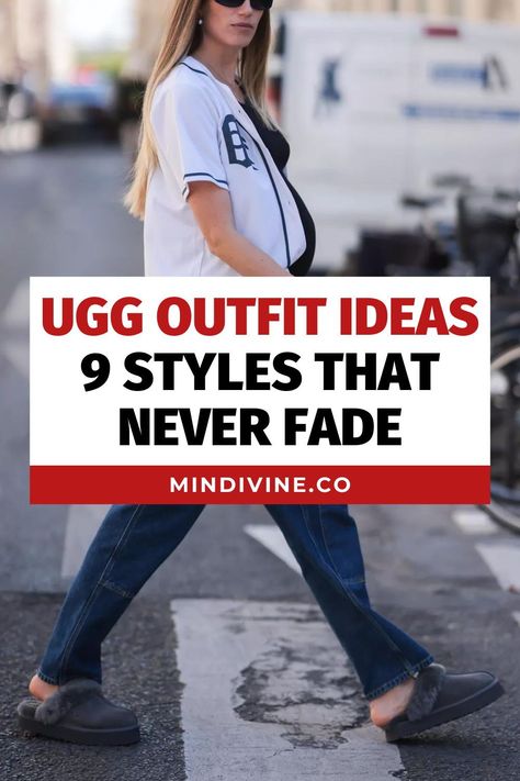 Struggling with how to style Uggs? Here are 9 Ugg outfits that will have you rocking your cute Uggs with confidence. These Ugg outfit ideas are perfect for any season and occasion. Fashion has never been more comfy than with an Ugg outfit! Clogs Outfit Winter, Ugg Outfit Ideas, Style Uggs, How To Style Uggs, All Denim Outfits, Ugg Outfits, Cute Raincoats, Cute Uggs, Outfit With Uggs