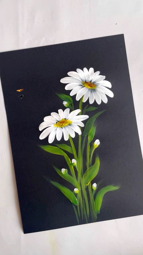 thearticraftfactory on Instagram: Such a soothing song this is💕 . Acrylic painting classes! DM or WhatsApp at +91-9174061109, if interested to enroll 💞 . . . . Original… Painting Ideas Flowers Acrylic, Flower Painting Canvas Acrylic, Painting Flowers Acrylic, Abstract Flower Painting Acrylic, Flower Canvas Painting, Blackboard Background, Decorative Painting Patterns, Painting Flowers Tutorial, Black Canvas Paintings