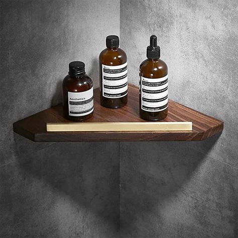 Bathroom Shelves Corner, Wood Shower Shelves, Bathroom Corner Shelves For Towels, Wood Shower Caddy, Wooden Shower Shelf, Corner Shelf Ideas Bathroom, Bathroom Decor Bamboo, Wood Shower Shelf, Corner Shelf In Shower