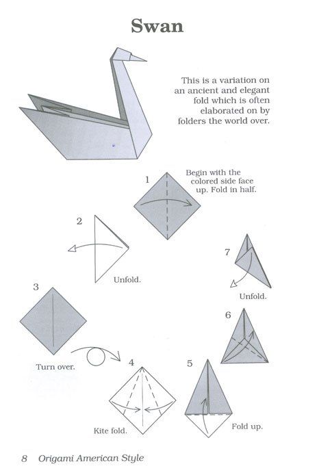 The Traditional Origami Swan Flat Origami, Origami Bird Easy, Origami Kutu, Paper Swan, Origami Swan, Origami Diagrams, Kraf Kertas, Origami Bookmark, Kids Origami