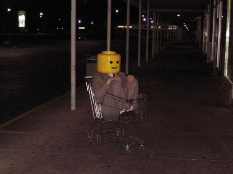 Lego Man In A Cart At Night | What Cursed Image Are You? - Quiz Shoping Cart, Car Playlist, Lego Head, Tunnel Of Love, Lego Man, Aesthetic Guys, My Car, Pose Reference, Funny Photos