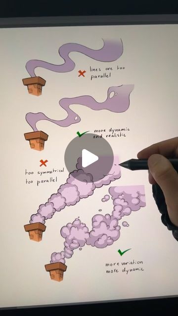 Mitch Leeuwe on Instagram: "How to draw smoke!  #art #draw #artist #drawing #artwork #illustration #digitalart #myart #tekenen #doodle #photoshopart #mitchleeuwe" How To Draw Effects, Sketch Exercises, Mitch Leeuwe, Book Concept, Drawing Ideas List, Sketchbook Inspo, Pen Art Drawings, Art Help, Art Study