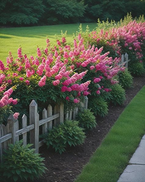 12 Best Shrubs For Fence Line Landscaping For Fence Line, Landscape For Fence Line, Fence Line Planting, Flowers Against Fence, Shrubs For Fence Line, Front Yard Landscaping Fence Ideas, Privacy Landscaping Between Houses Fence, Flowers Along Fence Line, Trees To Plant Along Fence