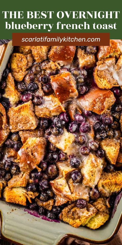 Overnight baked blueberry french toast casserole is made with rich buttery challah bread and sweet streusel topping. This easy breakfast casserole is perfect for the holidays and prepped in just 20 minutes! Challah French Toast Casserole, Challah Bread French Toast, Blueberry French Toast Bake, French Toast Bake Overnight, Blueberry French Toast Casserole, Challah French Toast, Baked French Toast Casserole, French Toast Casserole Overnight, Overnight Breakfast Casserole