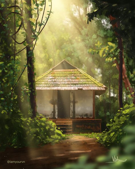 Kerala Background Images For Editing, Morning Landscape Painting, Kerala Temple Photography, Kerala Background, Background Reference Photo, Kerala Landscape, Kerala Aesthetic, Village Images, Temple Background