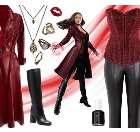 Wanda Maximoff Costume Ideas, Marvel Custome Halloween, Diy Scarlett Witch Costume, Wanda Maximoff Outfit Aesthetic, Scarlett Witch Halloween Costume, Wanda And Agatha Costume, Diy Wanda Costume, Scarlet Witch Costume Ideas, Halloween Costumes Wanda