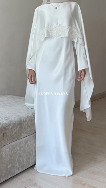 White Abaya Wedding, Hijab White Dress, Nikah Abaya, Nikkah Abaya, Nikkah Setup, White Modest Dress, Veil Styling, Masjid Nikkah, Hijabi Drip