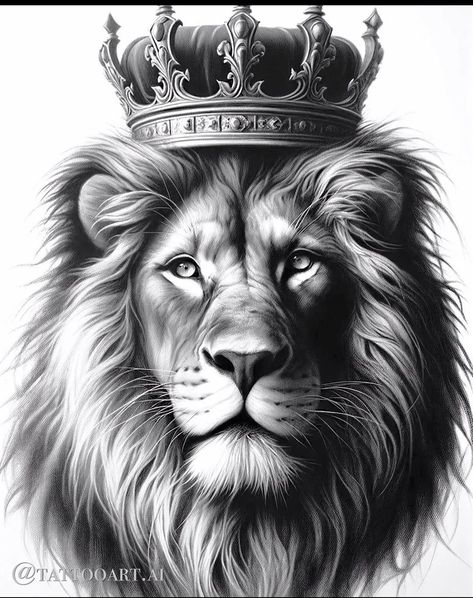 King Crown Tattoo, Mom Dad Tattoo Designs, Crown Tattoo Design, Lion Head Tattoos, Lion Artwork, Lions Photos, Leo Tattoos, Lion Tattoo Design, Bear Tattoos