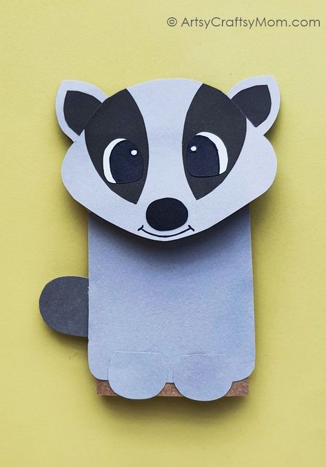 Love badgers? Then this adorable paper bag badger craft for kids is the perfect project for you to try this week! Great for learning about omnivores. Badger Crafts For Kids, Diy Puppets, Crafts Quotes, Scottish Animals, Roald Dahl Day, Kids Holidays, Paper Bag Crafts, Fox Crafts, Puppets For Kids