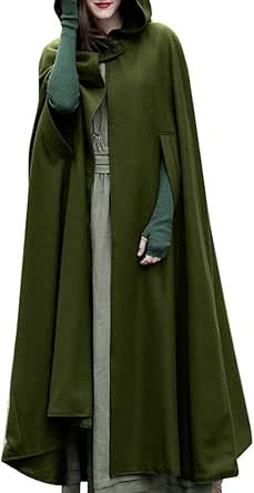 Versear Women Hooded Long Cloak Cape Open Front Poncho Coat Halloween Costume Cosplay Outerwear Jacket Cloak Green Cloak, Long Cloak, Poncho Coat Cape, Poncho Coat, Sleeveless Coat, Hooded Trench Coat, Poncho Cardigan, Long Winter Coats, Hooded Cloak