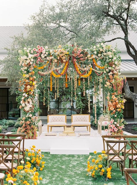 A Fusion of Indian and Vietnamese Cultures in Texas’ Hill Country Indian Floral Decor, Ski Resort Wedding, Hindu Ceremony, Indian Wedding Inspiration, Event Solutions, Wedding Mandap, Indian Fusion Wedding, Creative Event, Fusion Wedding