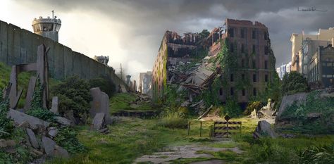 The Apocalyptic Art Of The Last Of Us [Update] Art Apocalypse, Apocalypse Landscape, Post Apocalyptic City, Arte Zombie, Abandoned City, Apocalypse World, Apocalypse Aesthetic, Post Apocalyptic Art, Apocalypse Art