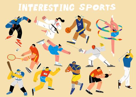 Sports Illustrations Art, Sports Illustrations Design, School Murals, Illustrations Design, Corporate Art, Sport Poster Design, Illustrations Art, Lifestyle Illustration, Sport Illustration