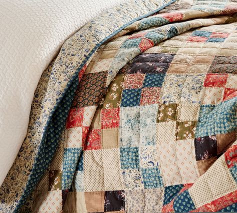 Mila Reversible Quilt | Pottery Barn Pottery Barn Quilts, Pottery Barn Bedrooms, Neutral Quilt, Picnic Quilt, Cottage Quilt, Country Quilts, King Size Quilt, Quilts For Sale, Quilted Sham