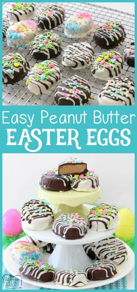 Peanut Butter Easter Eggs, Peanut Butter Eggs, Easter Sweets, Easter Baking, Easter Goodies, Easy Peanut Butter, Peanut Butter Recipes, Homemade Candies, Easter Candy