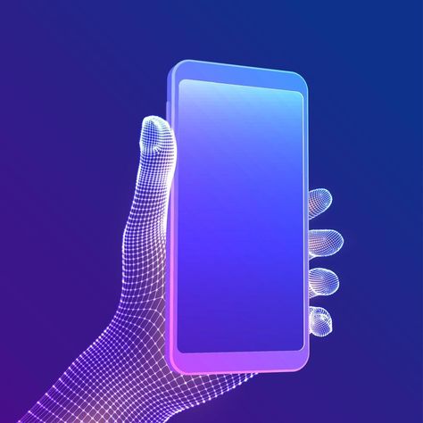 Smartphone in hand. Closeup mobile phone with blank empty screen in hand. Communication app smartphone concept. Digital concept of gadgets and devices themes. Abstract technology vector illustration. Phone Illustration Smartphone, Smartphone Illustration, Smartphone Concept, Futuristic Phones, Phone Gif, Mobile Aesthetic, Mobile Phone Logo, Neon Icons, Technology Vector